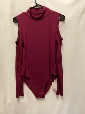 Mango Wine Shoulder Cutouts Turtleneck Bodysuit